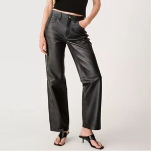 Zara Straight Leg Leather Pants